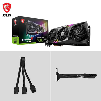 MSI GeForce RTX 4080 SUPER 16G GAMING X TRIO - 16GB GDDR6X, 2610MHz, PCI Express Gen 4, 256-Bit, 3x DP v 1.4a, HDMI 2.1a (Supports 4K and 8K HDR), Black